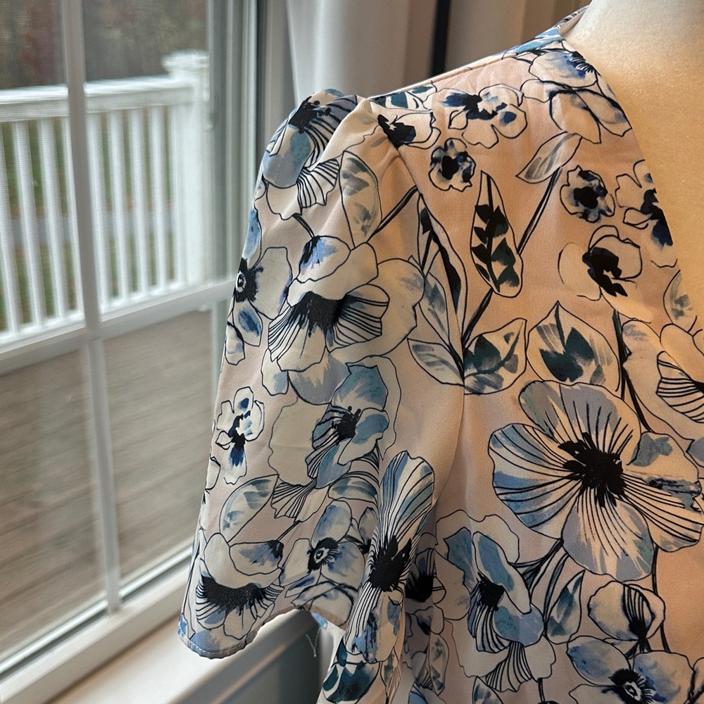 Parker Blue and White Floral High Low Dress - Picture 2 of 6
